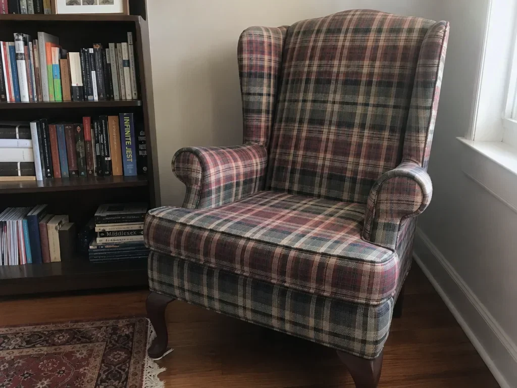 Plaid wingback chair image 1