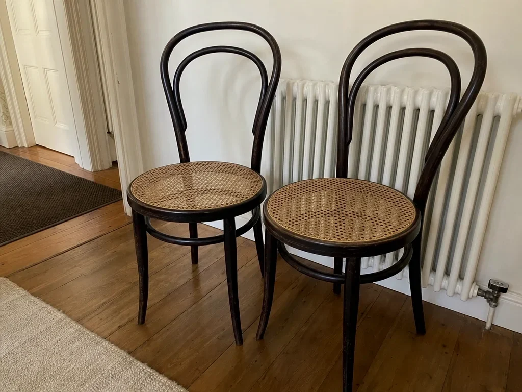 Pair of cane dining chairs image 1