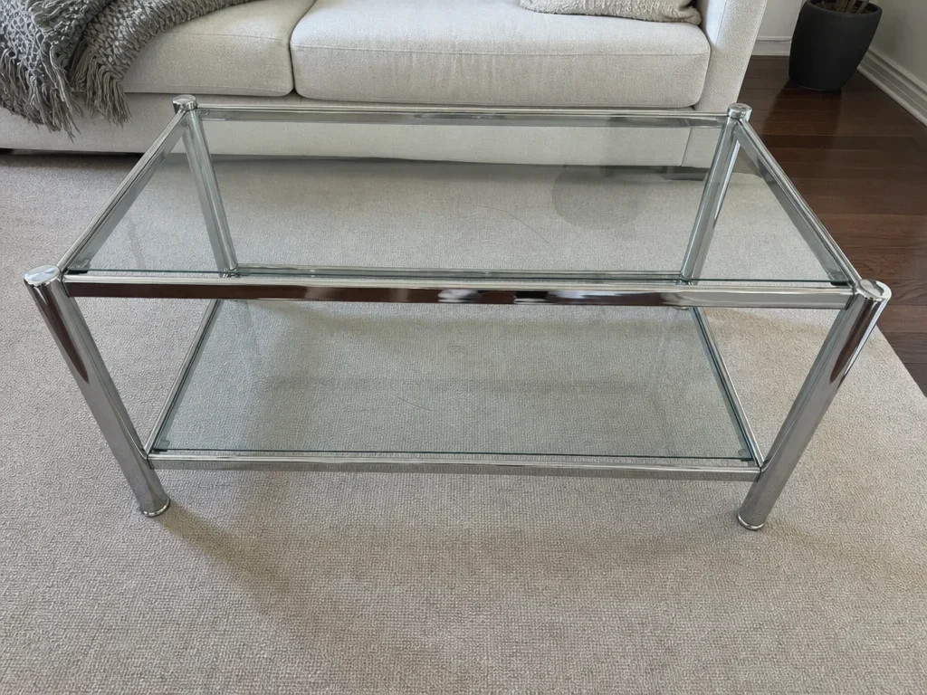Chrome and glass coffee table image 1