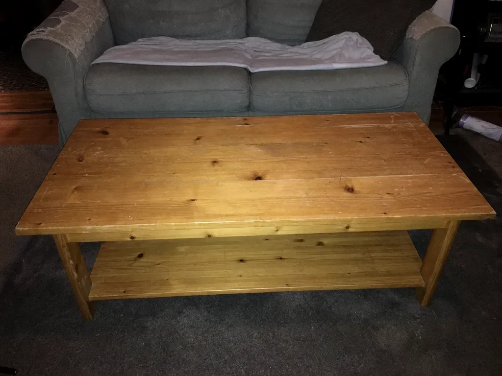 Pine coffee table with shelf image 1
