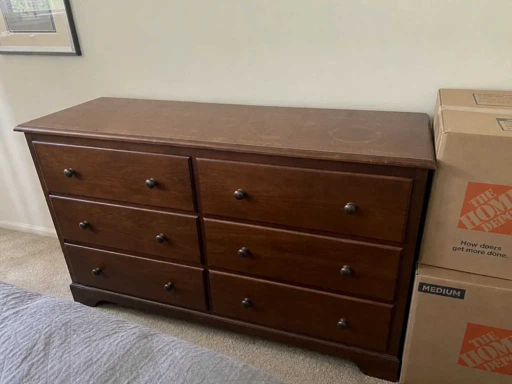 Walnut 6 drawer dresser image 1