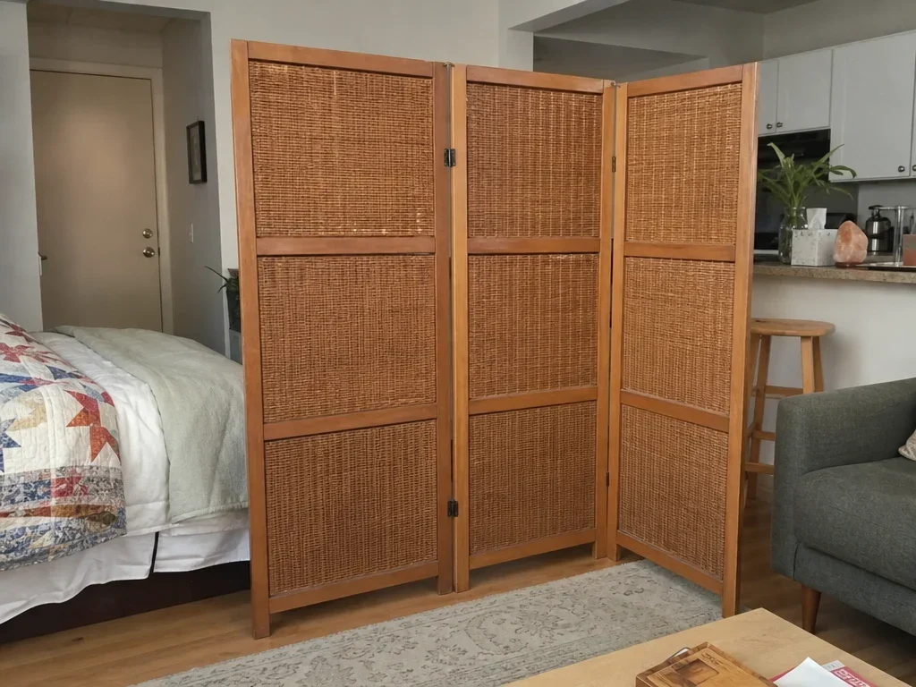Folding wood room divider image 1