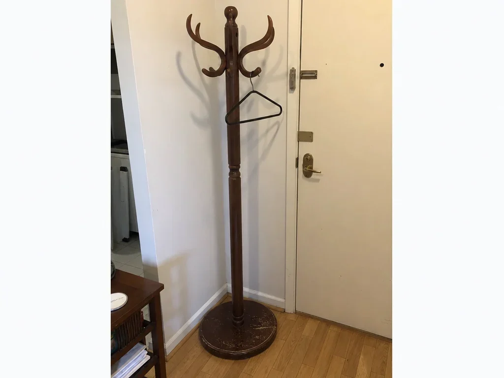 Standing wood coat rack image 1