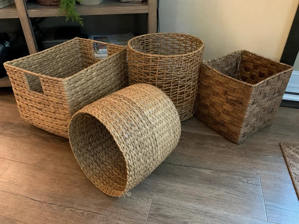 Set of woven storage baskets image 1