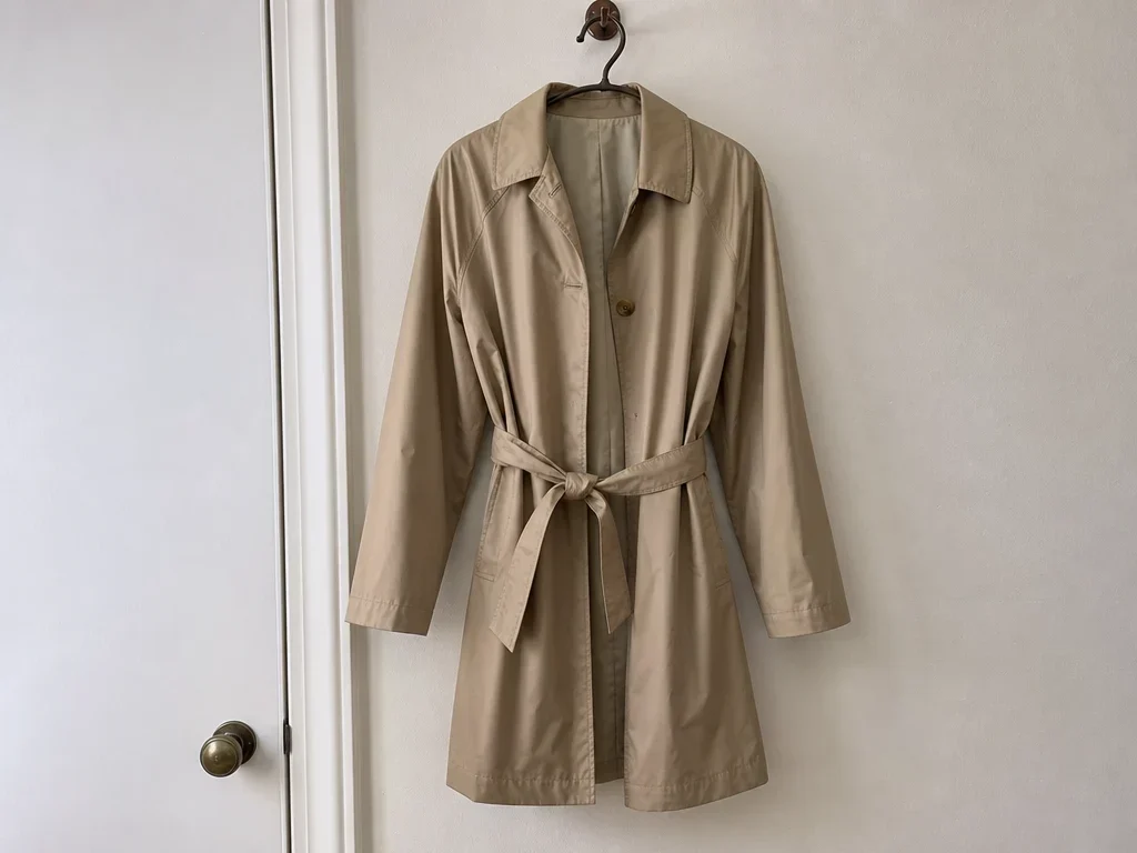Tan raincoat with belt image 1